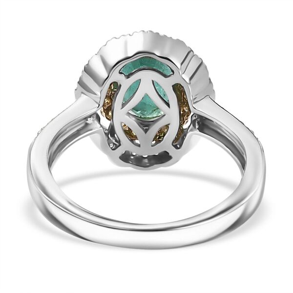 AAA Smaragd, weißer und gelber Diamant-Ring in 585 Gold - 1,46 ct. image number 6