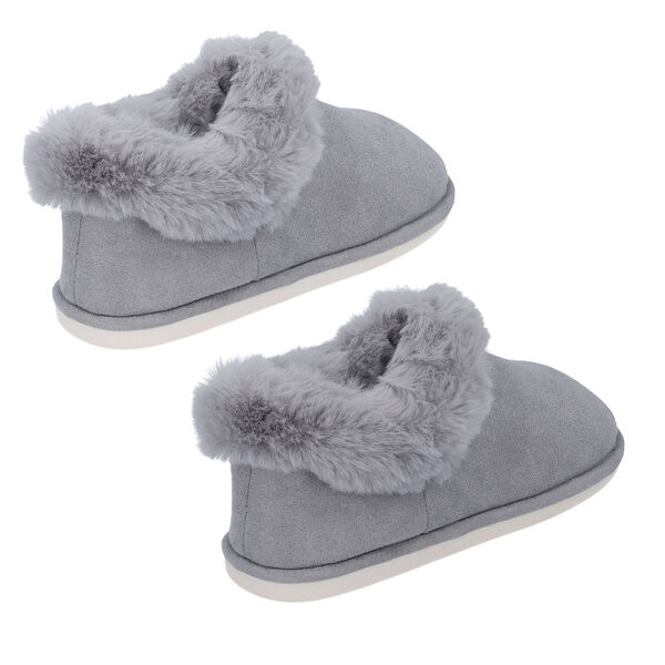 Gem&uuml;tliche Hausschuhe aus Kunstfell, Gr&ouml;&szlig;e 36-38, Grau image number 4