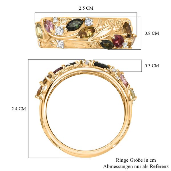 GP Italienische Garten - AA Mehrfarbiger-Turmalin Ring 925 Silber 750 Gelbgold Vermeil (Gr&ouml;&szlig;e 20.00) ca. 1.30 ct image number 8