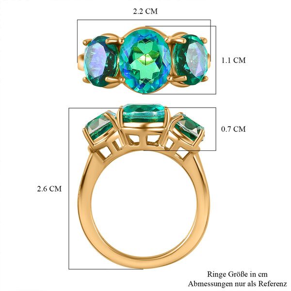 Pfau Quartz Triplette Ring, 925 Silber Gelbgold Vermeil, (Gr&ouml;&szlig;e 21.00) ca. 5.60 ct image number 7