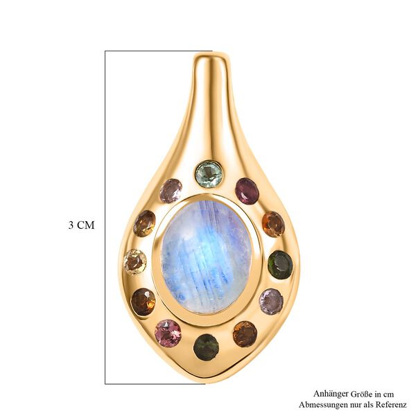 Regenbogen Mondstein und Multi-Turmalin Ring und Anh&auml;nger image number 13