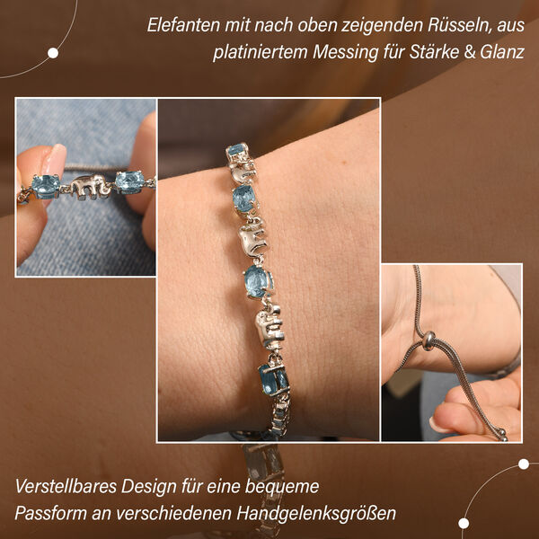 Himmelblauer Topas Armband ca. 25.5 cm Reines Messing platiniert ca. 2,65 ct. image number 3