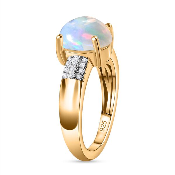 AA Nat&uuml;rlicher, &auml;thiopischer Welo Opal, Moissanit Ring 925 Silber Gelbgold Vermeil (Gr&ouml;&szlig;e 16.00) ca. 1,35 ct image number 6