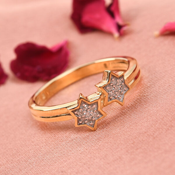 Diamant Sterne Ring 925 Silber 585 Vergoldet image number 2
