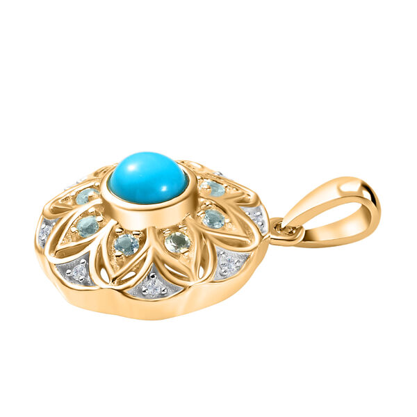 AA Sleeping Beauty T&uuml;rkis, Blauer Apatit Anh&auml;nger, 925 Silber 750 Gelbgold Vermeil ca. 0.75 ct image number 3