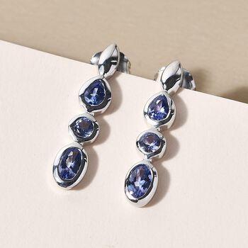 Tansanit Trilogie Ohrringe - 1,03 ct.