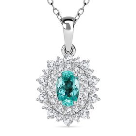 Rhapsody AAAA Paraiba Turmalin, Weißer Diamant Schmuckset 950 Platin ca. 1,60 ct.
