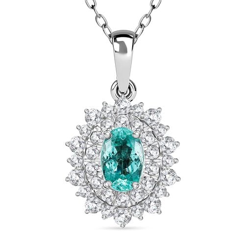 Rhapsody AAAA Paraiba Turmalin, Weißer Diamant Schmuckset 950 Platin ca. 1,60 ct. image number 0