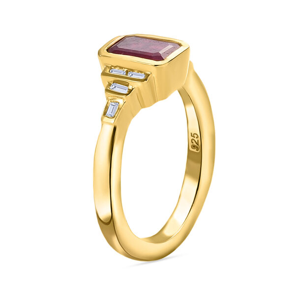 Afrikanischer Rubin und Zirkon-Ring, 925 Silber vergoldet  ca. 1,63 ct image number 4