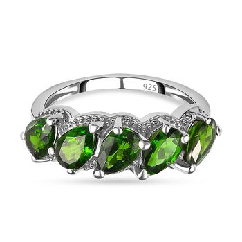 Nat&uuml;rlicher Chromdiopsid Ring, 925 Silber platiniert (Gr&ouml;&szlig;e 20.00) ca. 2.18 ct