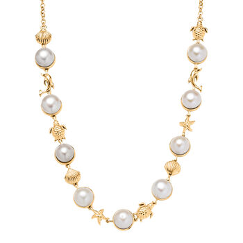 EVER TRUE S&uuml;&szlig;wasser Perle (9-9.5 mm) Halskette ca. 50 cm Nickelfreies Messing, Goldfarben