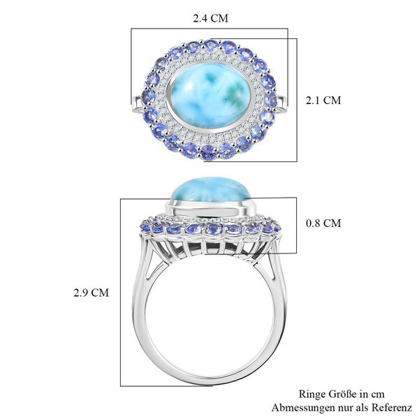 D'Joy Larimar, Tansanit Ring 925 Silber rhodiniert (Gr&ouml;&szlig;e 20.00) ca. 7,62 ct image number 7