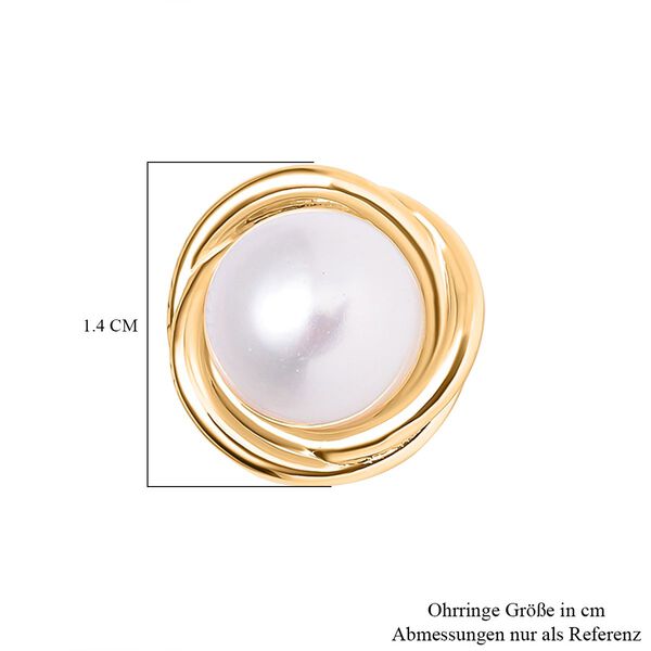 Weiße Süßwasser Perle Ohrringe Reines Messing image number 6