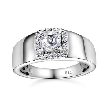 Moissanit Ring, 925 Silber platiniert, (Gr&ouml;&szlig;e 17.00) ca. 0.90 ct