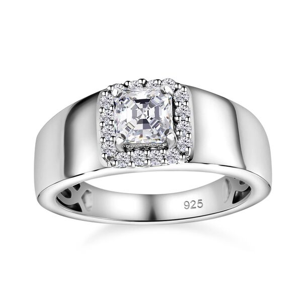 Moissanit Ring, 925 Silber platiniert, (Gr&ouml;&szlig;e 17.00) ca. 0.90 ct image number 4