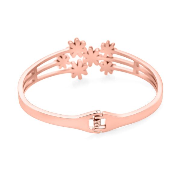 Weißer Kristall Armreif ca. 19 cm Reiner Edelstahl IP Rosa Plattierung image number 4