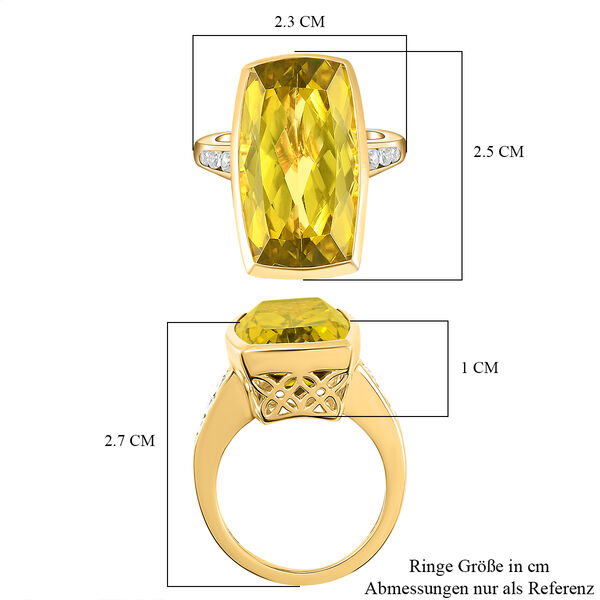 Ouro Verde-Quarz und weißer Zirkon-Ring, 925 Silber vergoldet  ca. 16,38 ct image number 7