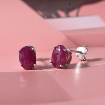 D'Joy AA Burmesischer Rubin Ohrringe 925 Silber Rhodiniert ca. 3,30 ct.
