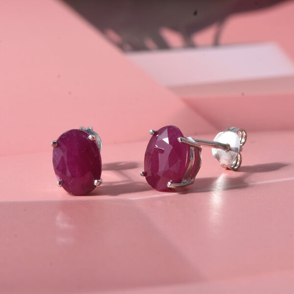D'Joy AA Burmesischer Rubin Ohrringe 925 Silber Rhodiniert ca. 3,30 ct. image number 1