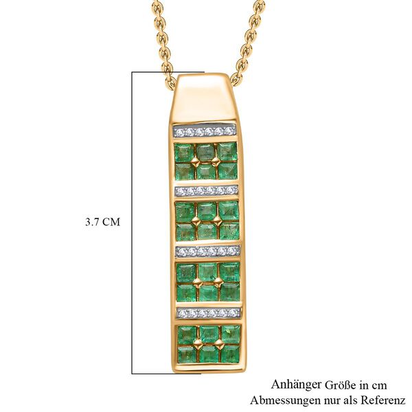 Kagem sambischer Smaragd und Zirkon-Anh&auml;nger mit 50cm Kette - 1,87 ct. image number 5