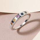 Mehrfarbig Saphir 5 Stein Band Ring 925 Silber Platin-Überzug image number 1