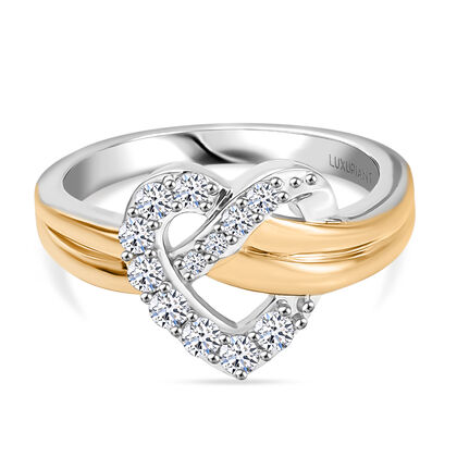 LUXURIANT DIAMOND - Lab Grown Diamant SI-GH Ring 925 Silber Rhodiniert und 750 Gelbgold Vermeil (Gr&ouml;&szlig;e 17.00) ca. 0.35 ct