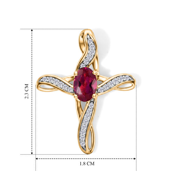 LUXURIANT DIAMOND - AAA Lab Grown Rubin, Wei&szlig;er Zirkon Anh&auml;nger 925 Silber Gold ca. 0,83 ct. image number 2