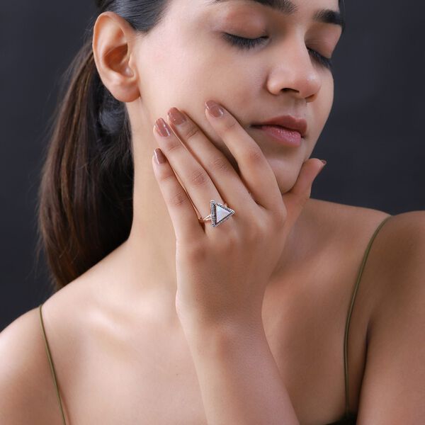 GP Art D&eacute;co Kollektion - Nat&uuml;rlicher, &auml;thiopischer Welo Opal, Kanchanaburi blauer Saphir und Champagner-Diamant-Ring - 1,76 ct. image number 3