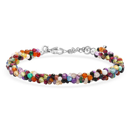 EVER TRUE Mehrfarbig Edelsteine Armband ca. 19 cm + 5 cm Extender, 316L Edelstahl ca. 50,00 ct.