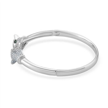 Gr&uuml;ner und wei&szlig;er Zirkonia 19cm Armreif in Silberton