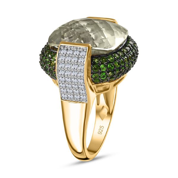 AAA Prasiolith, Chromdiopsid und Zirkon-Ring - 21,30 ct. image number 5