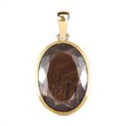 Schokoladen Saphir Anhänger, 925 Silber Gelbgold Vermeil ca. 15.38 ct