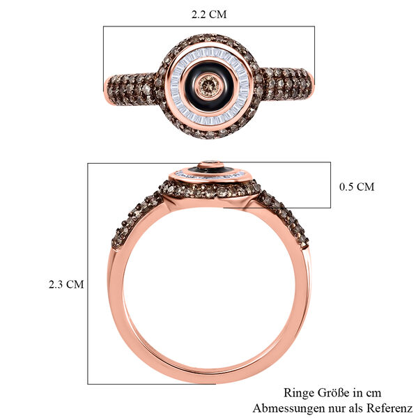 Nat&uuml;rlicher Champagner Diamant Ring 925 Silber Ros&eacute;gold Vermeil image number 7