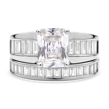 Wei&szlig;er Zirkonia, 2 Ringe im Schmuckset, Messing ca. 8,10 ct