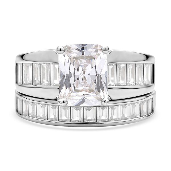 Wei&szlig;er Zirkonia, 2 Ringe im Schmuckset, Messing ca. 8,10 ct image number 0