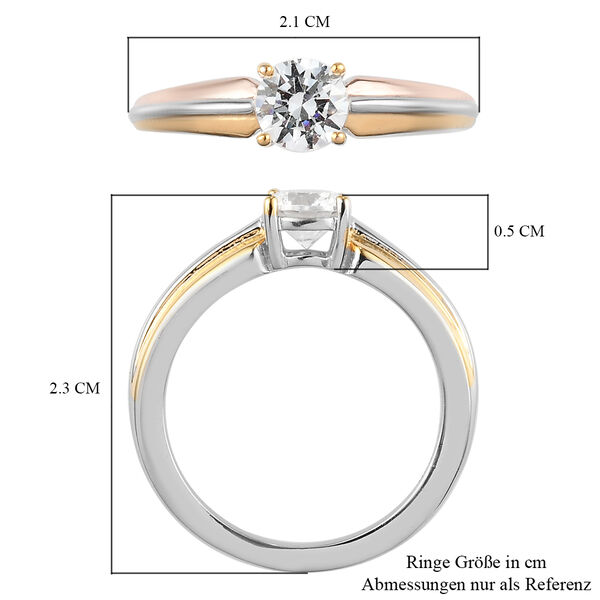 LUSTRO STELLA - feinster Zirkonia Solit&auml;r-Ring, 925 Silber dreifarbige Beschichtung image number 7