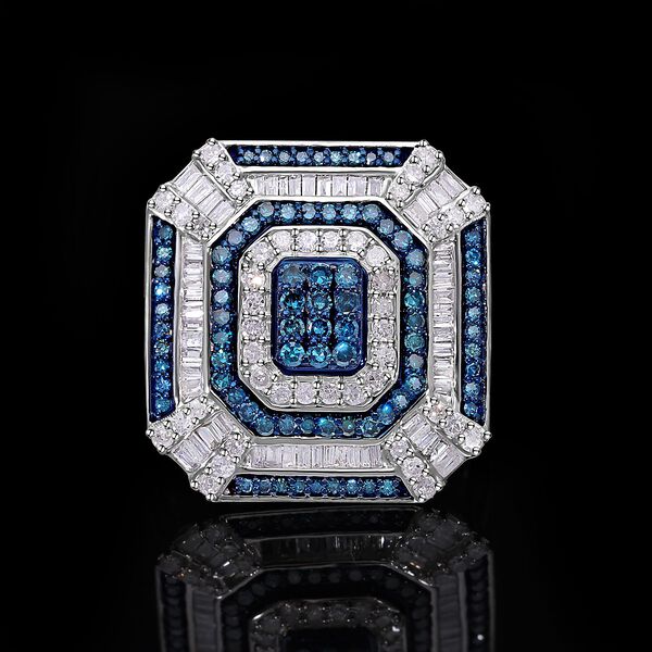 Wei&szlig;er und blauer Diamant-Ring - 1,50 ct. image number 5