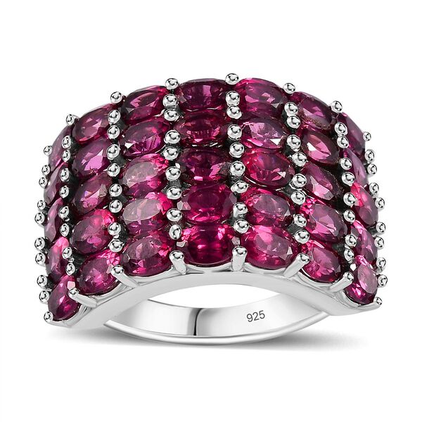 Natürlicher Rhodolith Granat Ring, 925 Silber platiniert (Größe 18.00) ca. 8.09 ct image number 4