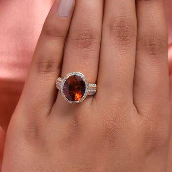 Kirsch-Citrin und Zirkon-Ring - 4,56 ct.