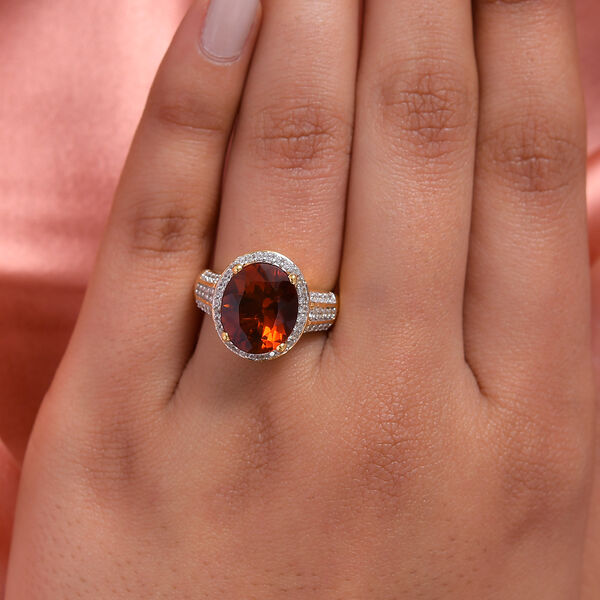 Kirsch-Citrin und Zirkon-Ring - 4,56 ct. image number 3