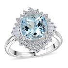 LUXURIANT DIAMOND - AAA Aquamarin, Lab Grown Diamant Ring 417 Gold (Gr&ouml;&szlig;e 20.00) ca. 3,75 ct