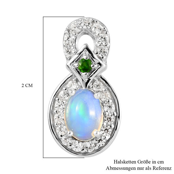Natürlicher äthiopischer Opal, Chromdiopsid und Zirkon-Anhänger in Silber image number 6