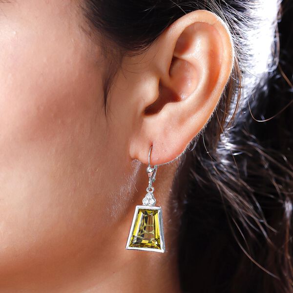 Ouro Verde-Quarz und Zirkon-Ohrhänger in Silber, 18,10 ct. image number 3