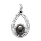 Elite Shungit, Schwarzer Spinell Anhänger 925 Silber rhodiniert ca. 2.94 ct