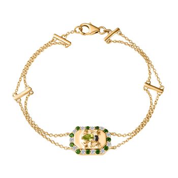 Giuseppe Perez AA Peridot, Wei&szlig;er Zirkon Armband ca. 19 cm 925 Silber 750 Gelbgold Vermeil ca. 1.35 ct