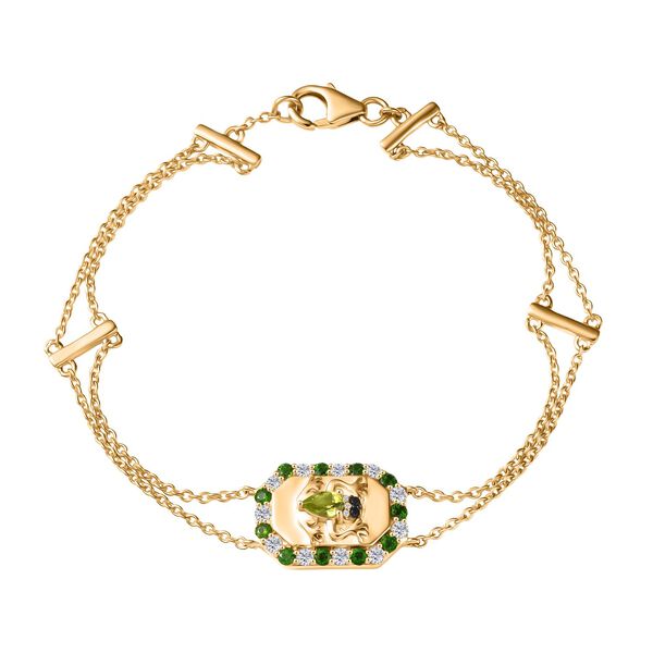 Giuseppe Perez AA Peridot, Wei&szlig;er Zirkon Armband ca. 19 cm 925 Silber 750 Gelbgold Vermeil ca. 1.35 ct