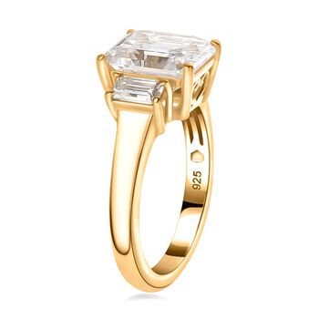 Moissanit Ring 925 Silber 750 Gelbgold Vermeil (Gr&ouml;&szlig;e 17.00) ca. 4,03 ct
