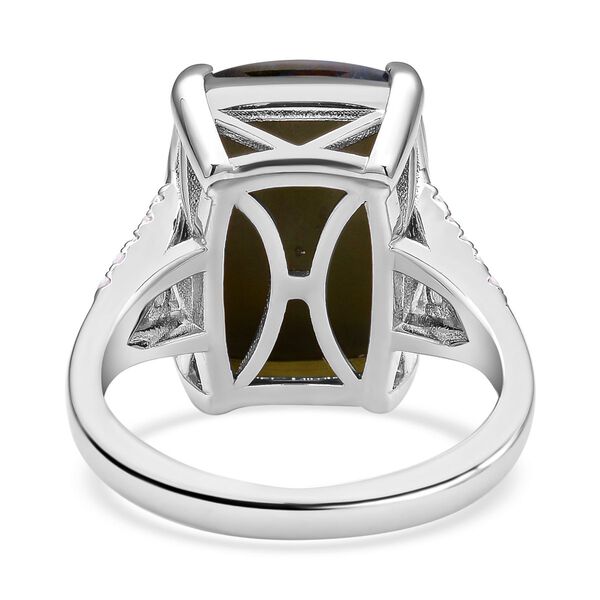 Boulder Opal Triplett und Zirkon-Ring, 925 Silber rhodiniert, 7,09 ct. image number 8