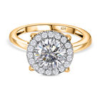 Moissanit Ring 925 Silber 750 Gelbgold Vermeil (Größe 20.00) ca. 2,13 ct