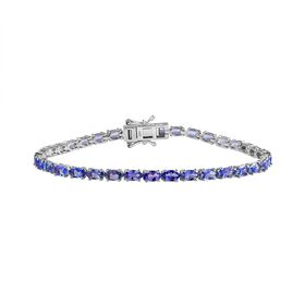 Tansanit Armband ca. 19 cm 925 Silber platiniert ca. 8,46 ct.